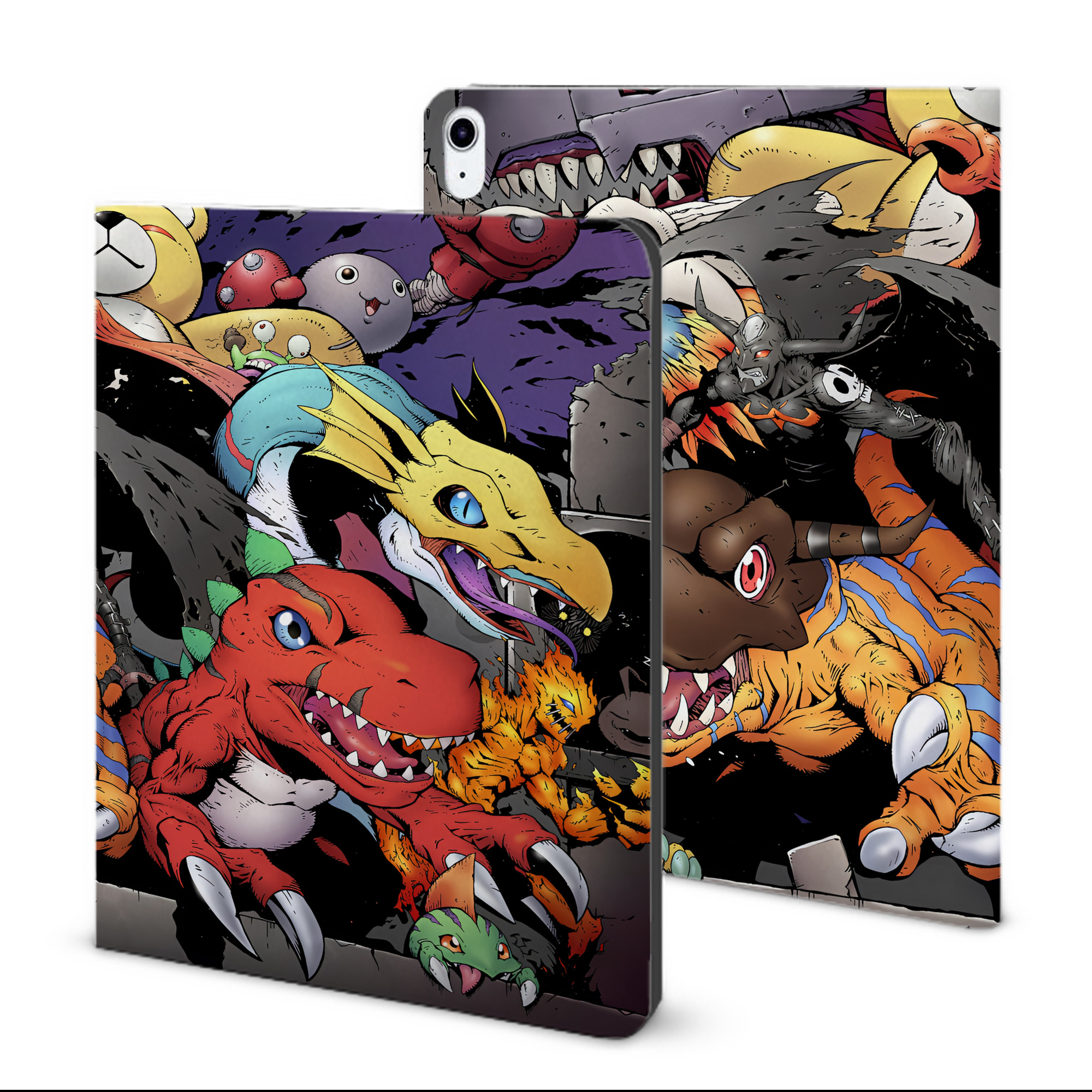 （画像用） Digimon デジタルモンスター/デジモン IPad ケース ブック型 PUレザー TPU 耐衝撃 軽量 薄型 ペン収納なし 全面保護 IPad 各モデル対応